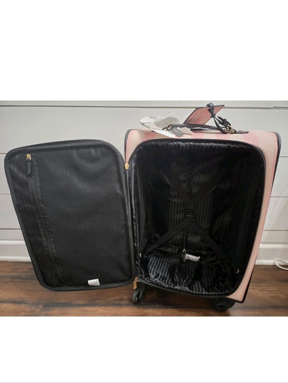 Victoria's Secret VS Iconic Pink Striped Upright Carry-On Wheelie Suitcase NWT - Picture 10 of 11